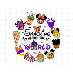 snacking around the world halloween svg, carnival food svg, halloween pumpkin mouse head svg, spooky vibes svg, digital