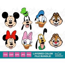 mouse & friends mini duck chipmunks layered color bundle | svg clipart download sublimation cut file png dxf eps jpg