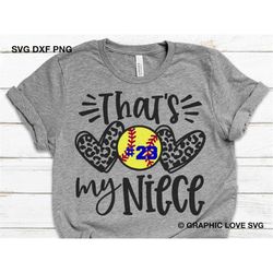 that's my niece svg, softball leopard aunt svg, leopard heart svg, game day auntie shirt iron on png, favorite softball