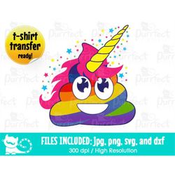 cute poop unicorn rainbow style svg, unicorn poop rainbow svg, digital cut files in svg, dxf, png and jpg, printable cli