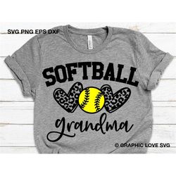 softball grandma svg, leopard heart svg, leopard print svg, softball grandma shirt svg, softball grandma iron on png, lo