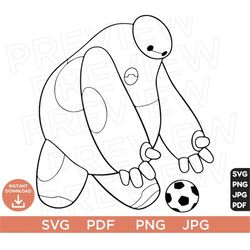 baymax football soccer svg big hero  png clipart , disneyland ears svg clipart svg, cut file layered by color, silhouett