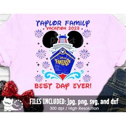 mouse fantasy family vacation best day ever svg, family cruise shirt, digital cut files svg dxf png jpg, printable clipa