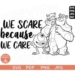 we scare because we care monsters inc svg ears, mike wazowski disneyland ears clipart, cut file layered color, cut file