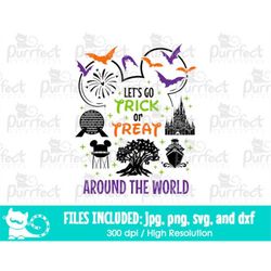let's go trick or treat around the world svg, mouse family halloween vacation, digital cut files svg dxf jpeg png printa