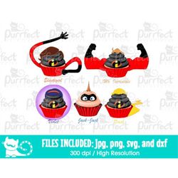 incredible superheroes cupcakes design svg bundle pack, digital cut files in svg, dxf, png and jpg, printable clipart, i