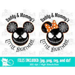 bundle daddy and mommy's little nightmare svg, family halloween christmas vacation, digital cut files svg dxf png jpg, p