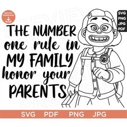 the number one rule in my family honor your parents svg, turning red mei lee, red panda clipart svg jpg, disneyland ears