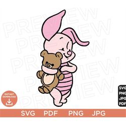 baby piglet svg, winnie pooh svg png, pooh svg, bear svg clipart disneyland ears svg cut file cricut, silhouette