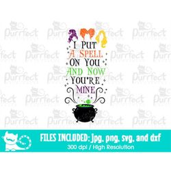 i put a spell on you cauldron svg, hocus pocus svg, halloween witches shirt design, sanderson sisters, digital cut files