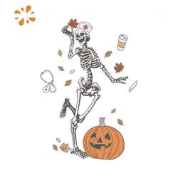 funny nurse svg halloween skeleton with nurse hat svg file