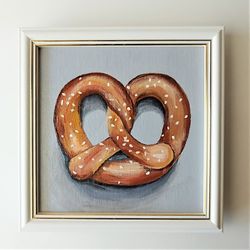 food painting still life art: pretzel kitchen wall decoration