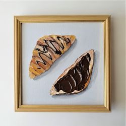 croissant still life painting | textured art wall decoration