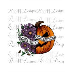 sorta sweet, sorta spooky half pumpkin, half flowers svg, sorta sweet, sorta spooky half pumpkin, half flowers png, hall