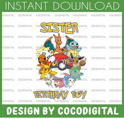 sister of the birthday boy pokemon svg kids gift baby svg birthday svg, pikachu birthday svg, pokemon birthday svg