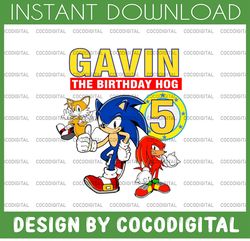 sonic birthday svg sonic tails knuckles party theme svg, personalized name and age svg, family svg gift birthday raglan