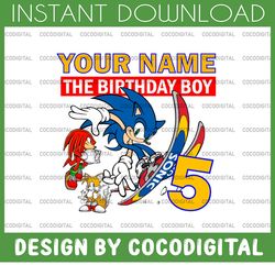 sonic and friends birthday digital design, personalize birthday gift png, sonic the hedgehog game sublimation png, the b