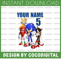 sonic birthday png sonic party theme png personalized png family gift birthday png - custom name and age