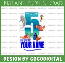 finding dory birthday png, finding nemo png, finding dory custom name png for boys and girls birthday sublimation png