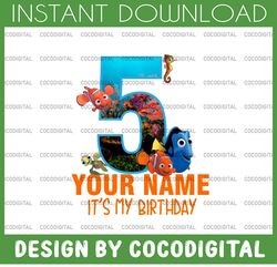 finding dory birthday png, dory custom png, personalized nemo png, finding dory family png, birthday sublimation png for