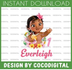 personalized name and ages, moana birthday girl png digital file birthday girl moana family baby girl png moana princess