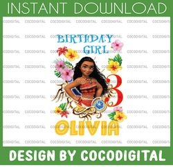 personalized name and ages, moana birthday girl png digital file birthday girl moana family   baby girl png moana prince