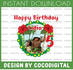 personalized name and ages, happy birthday png moana birthday girl digital file birthday girl moana family  baby girl mo