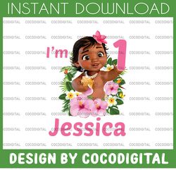 personalized name and ages, moana birthday girl png digital file birthday girl moana family baby girl png moana princess