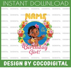 personalized name, birthday girl png digital file birthday girl moana family  baby girl png moana princess