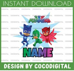 personalized name pj masks png sublimation , personalized diy mommy, daddy , birthday girl party printables pj masks png