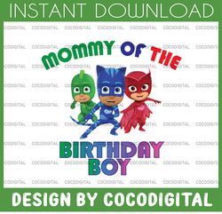 pj masks mommy of the birthday boy digital iron on transfer image clip art instant download  pj masks png
