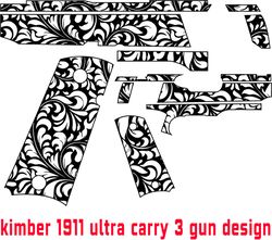 kimber 1911 ultra carry seamless floral pattern vector svg fiber laser engraving cnc cutting vector file cnc router file