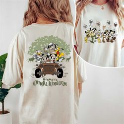 two-sided disney animal kingdom shirt, mickey and friends safari balloons matching, disney family safari trip 2023, disn