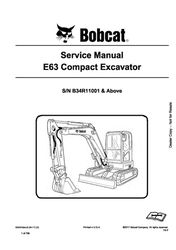 e63 compact excavator service manual shop repair manual sn b34r11001 & above - dealer copy