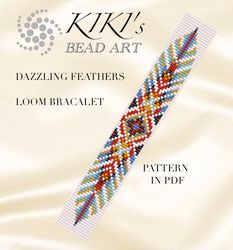 bead loom pattern dazzling feathers ethnic inspired loom bracelet pattern design in pdf instant download