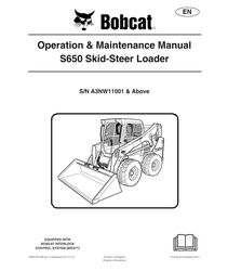 s650 skid steer loader operator instruction manual sn a3nw11001 & above