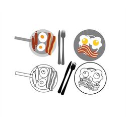 bacon and eggs svg files, bacon and eggs clipart, bacon and eggs for cricut