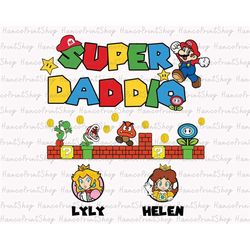 personalized super daddio png, princess png, magical kingdom png, mushroom png, super family shirt design, png sublimati