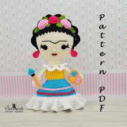 crochet amigurumi frida mexican rag doll pattern