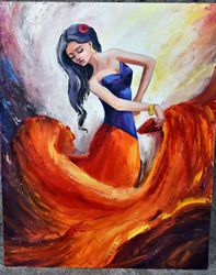 girl in a bright dance.. oil painting for a cozy interior. oil painting