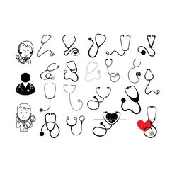 stethoscope svg bundle, stethoscope clipart bundle, stethoscope svg file for cricut