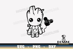 groot with mickey mouse balloon svg disney baby outline png clipart design guardians galaxy cricut files