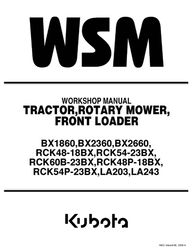bx1860 bx2360 bx2660 tractor workshop service manual & mower deck kubota