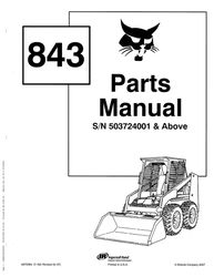 843 skid loader service parts manual sn 503724001 & up