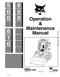 500, 600, 610 skid steer loader operation & maintenance manual