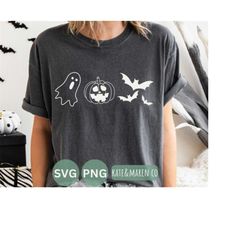 ghost pumpkin bat svg, halloween outline svg, spooky season svg, fall cricut cut file and sublimation