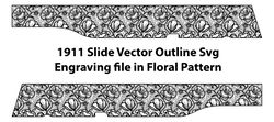 1911 gun slide vector outline svg engraving file in floral patterns