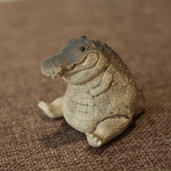 chubby crocodile figurine, handmade ceramic tea pet, made of yixing zisha clay