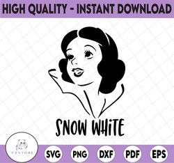 instant download snow white inspired silhouette portrait svg | png cut files - cricut design space | silhouette cameo sc