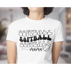 softball mama svg, wavy svg, wavy text, retro svg, softball svg, softball mom shirt svg, game clipart, softball mama png